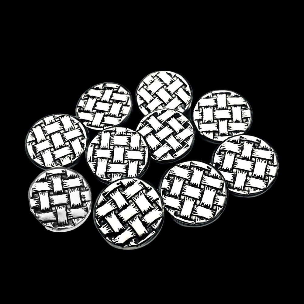 Lot of 10 Silver Tone Cross Hatch Metal Sewing Buttons